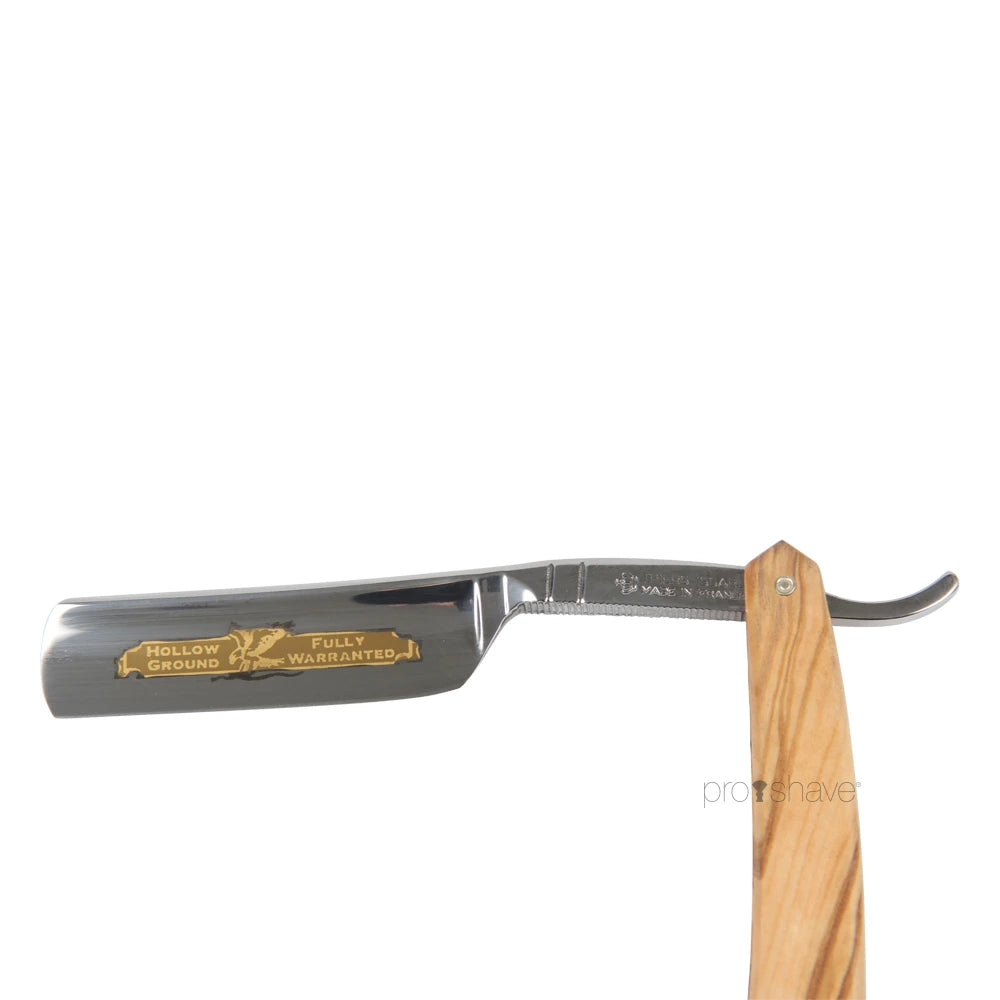 Straight Razor, 6/8 Round Nose, Eagle, Olive wood
