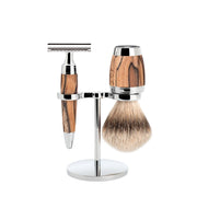 Shaving kit with DE razor, Shaving Brush and Holder, Stylo, Spalted Beech