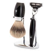 Shaving kit with Mach3 Shaver, Shaving Brush and Holder, Kosmo, Black Resin