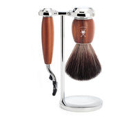 Shaving kit with Mach3 Shaver, Fibre Shaving Brush and Holder, Vivo, Plum wood