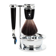 Shaving set with Fusion Shaver, Brush, Holder and Bowl, Rytmo, Black Resin