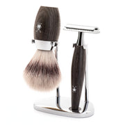 Shaving kit with DE razor, Fibre Shaving Brush and Holder, Kosmo, Mose Oak