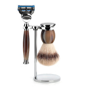 Shaving set with Shaver, Shaving Brush and Holder, Sophist, Genuine Horn