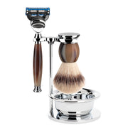 Shaving set with Shaver, Shaving Brush, Holder and Bowl, Sophist, Genuine Horn