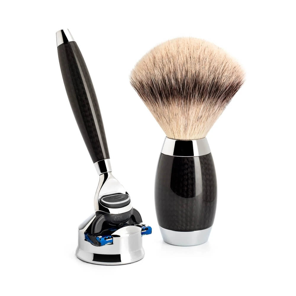 Edition No. 1, Shaving Kit with Fusion Shaver, Silvertip Fibre® Shaving Brush and Holder for Shaver, Carbon