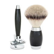 Edition No. 1, Shaving kit with DE razor, Silvertip Fibre® Shaving Brush and Holder for Shaver, Carbon