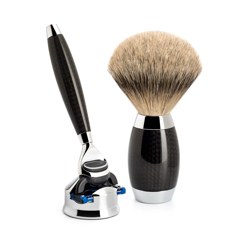 Edition No. 1, Shaving kit with Shaver, Shaving brush and Holder for Shaver, Carbon