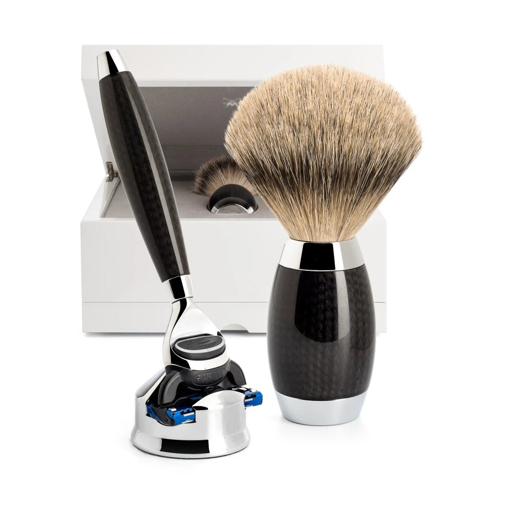 Edition No. 1, Shaving kit with Shaver, Shaving brush and Holder for Shaver, Carbon