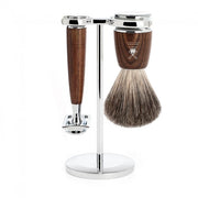 Shaving kit with DE razor, Shaving Brush and Holder, Rytmo, Ash