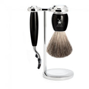 Shaving kit with Mach3 Shaver, Shaving Brush and Holder, Vivo, Black Resin