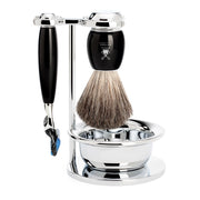 Shaving set with Shaver, Shaving Brush, Holder and Bowl, Vivo, Black Resin