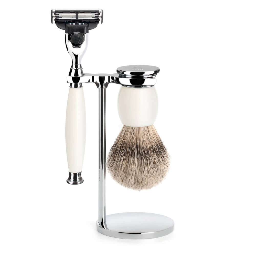 Shaving set with Mach3 Shaver, Shaving brush and holder, Sophist, Porcelain