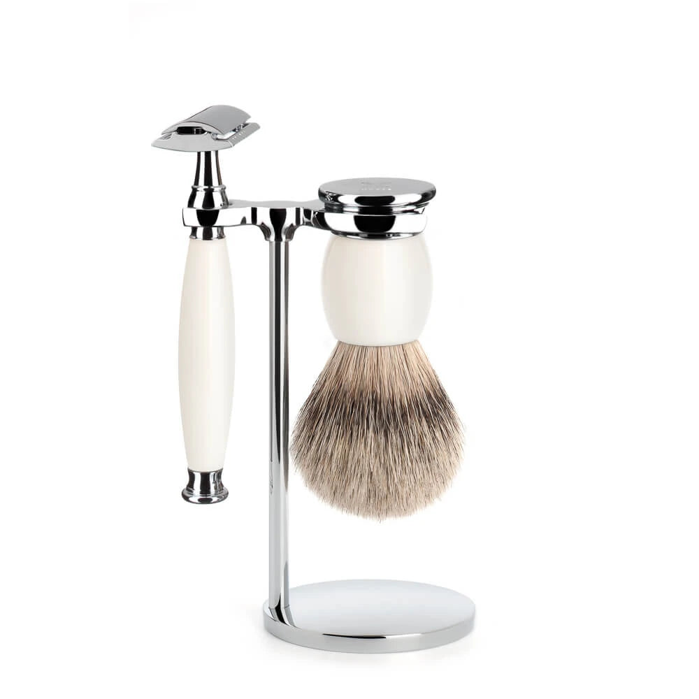 Shaving set with DE razor, Shaving brush and holder, Sophist, Porcelain