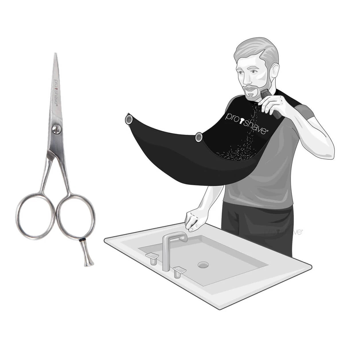 Beard Set with Beard Scissors and Beard Cape