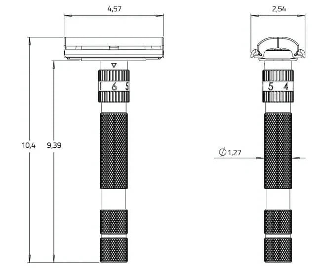 T2 Adjustable DE razor, White Chrome