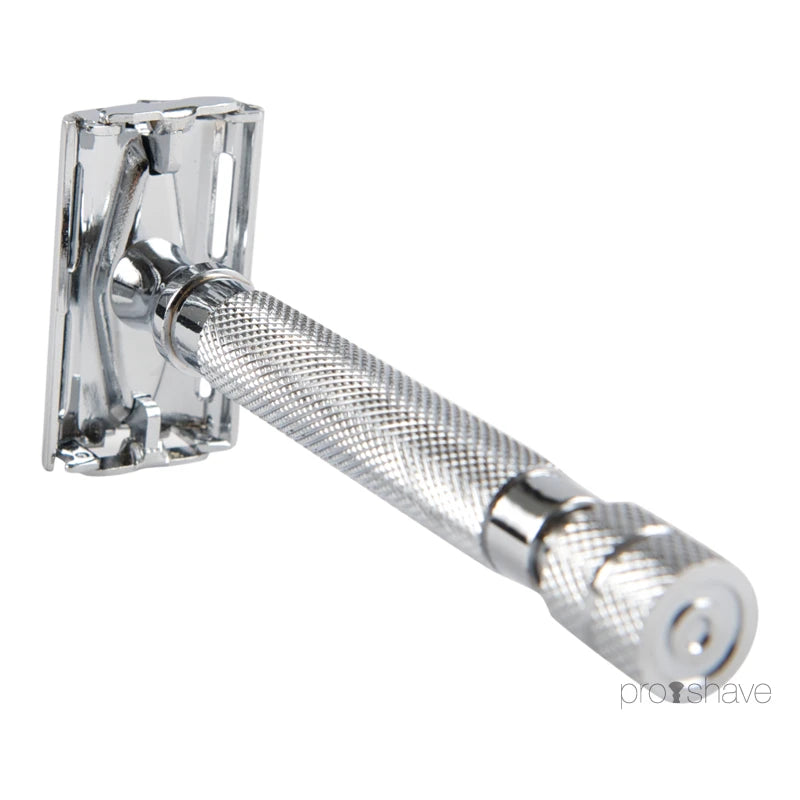 DE razor with butterfly opening, Chrome