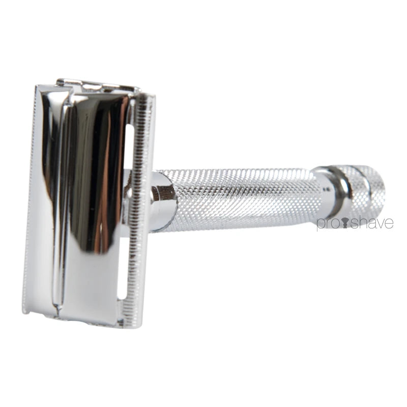 DE razor with butterfly opening, Chrome