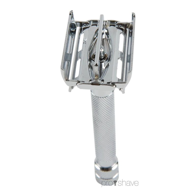 DE razor with butterfly opening, Chrome