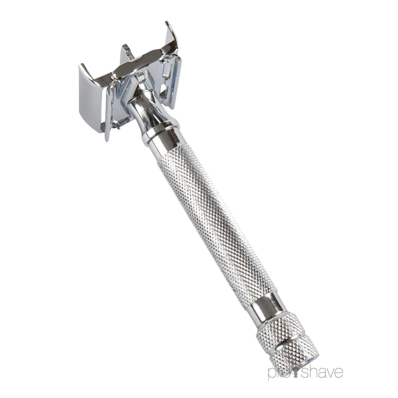 DE razor with butterfly opening, Chrome
