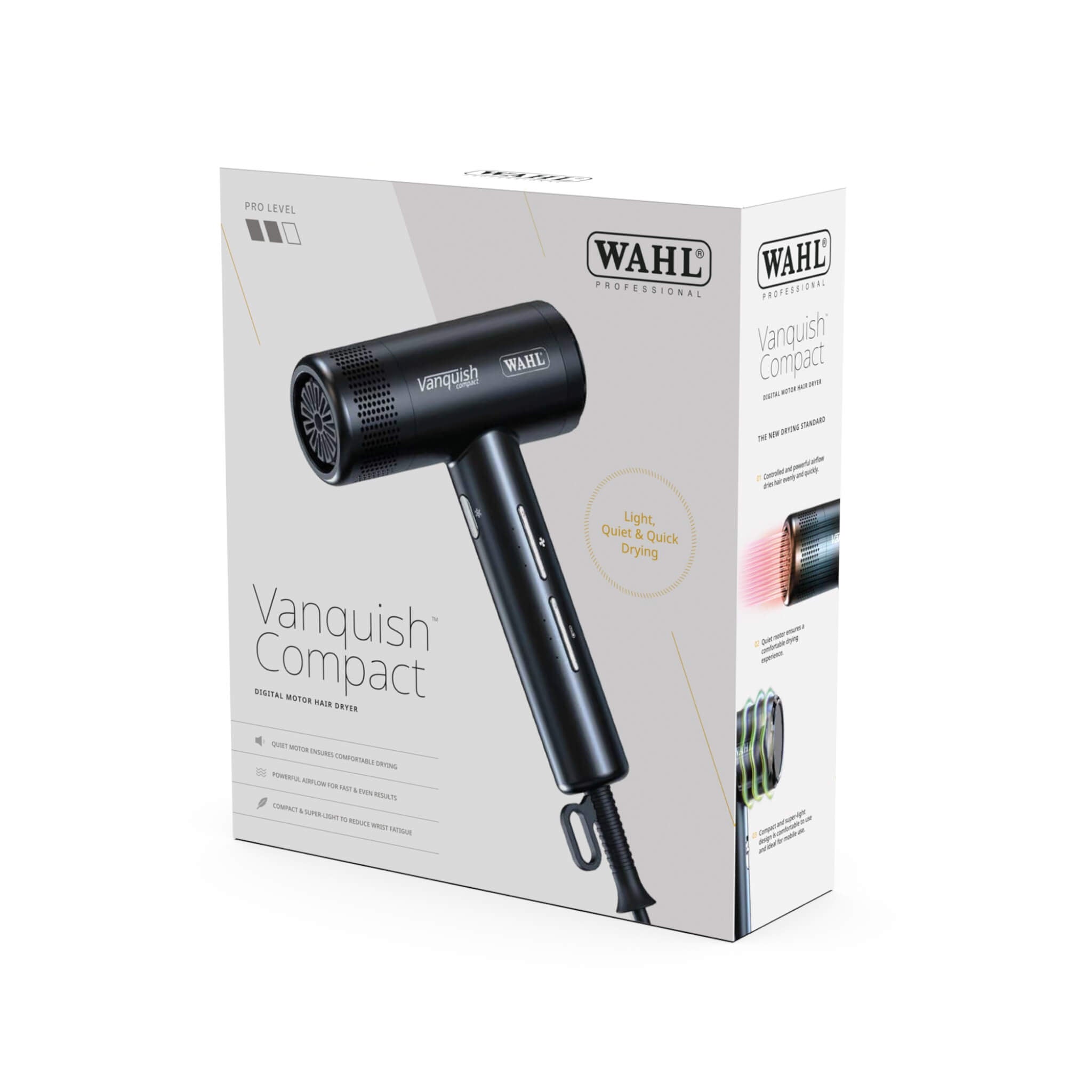Vanquish Hair Dryer, Compact, 1600W, Black