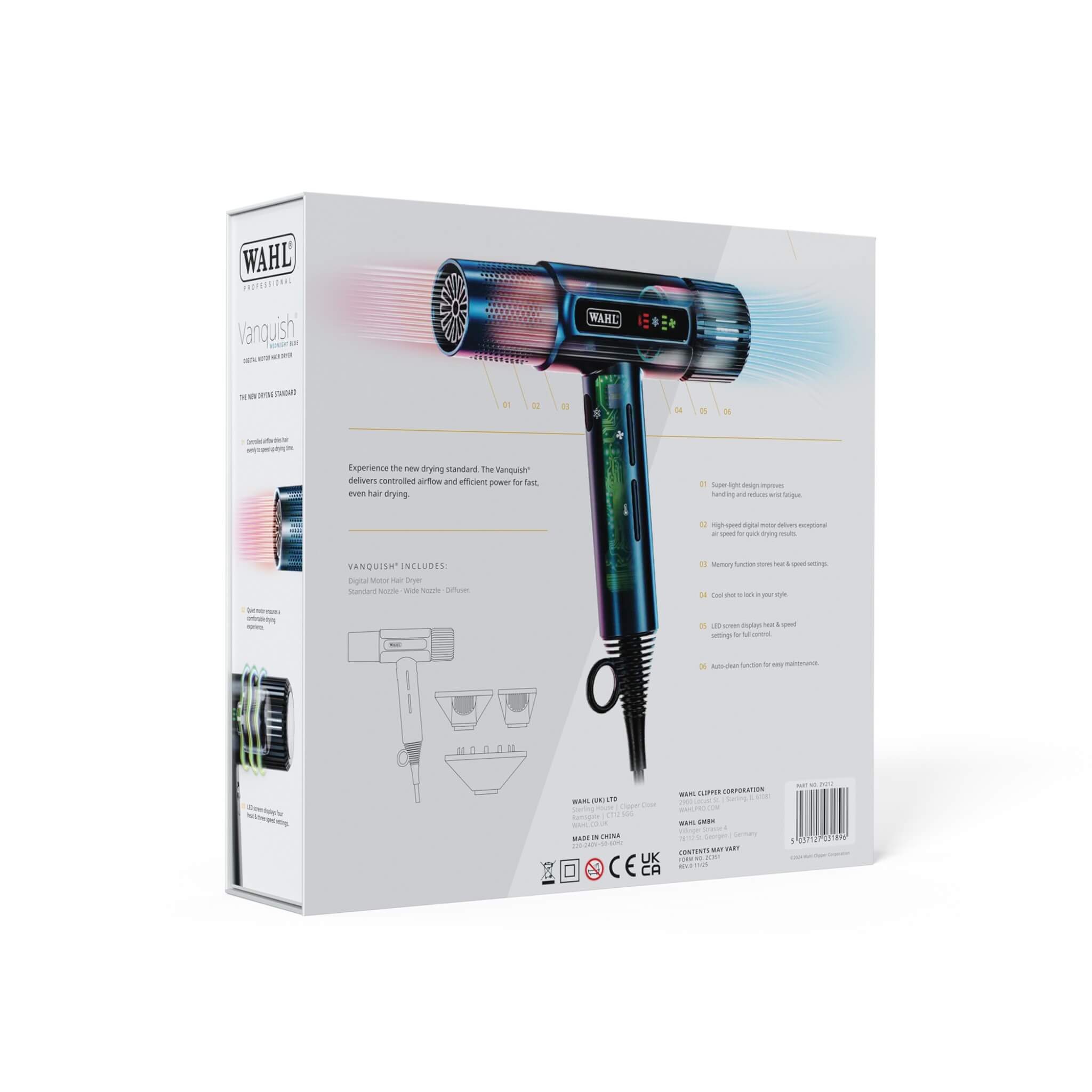 Vanquish Hair Dryer, 1600W, Midnight Blue