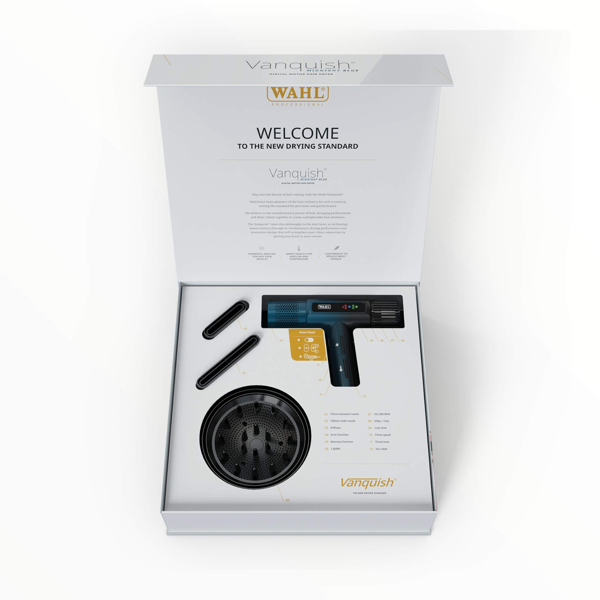 Vanquish Hair Dryer, 1600W, Midnight Blue