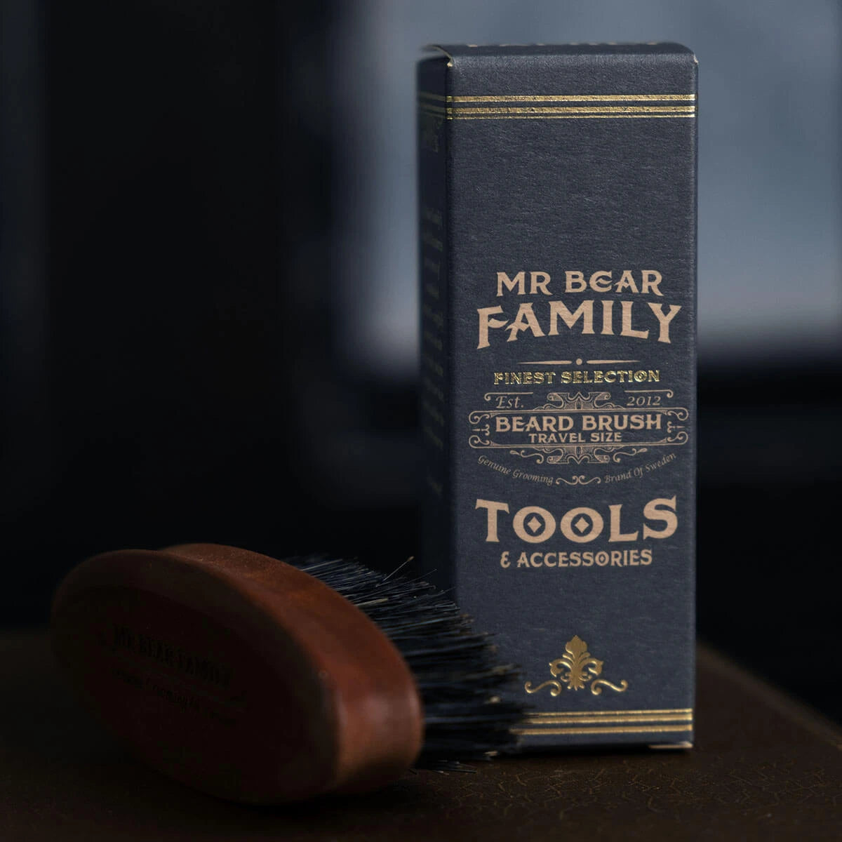 Travel size beard brush, Pear wood