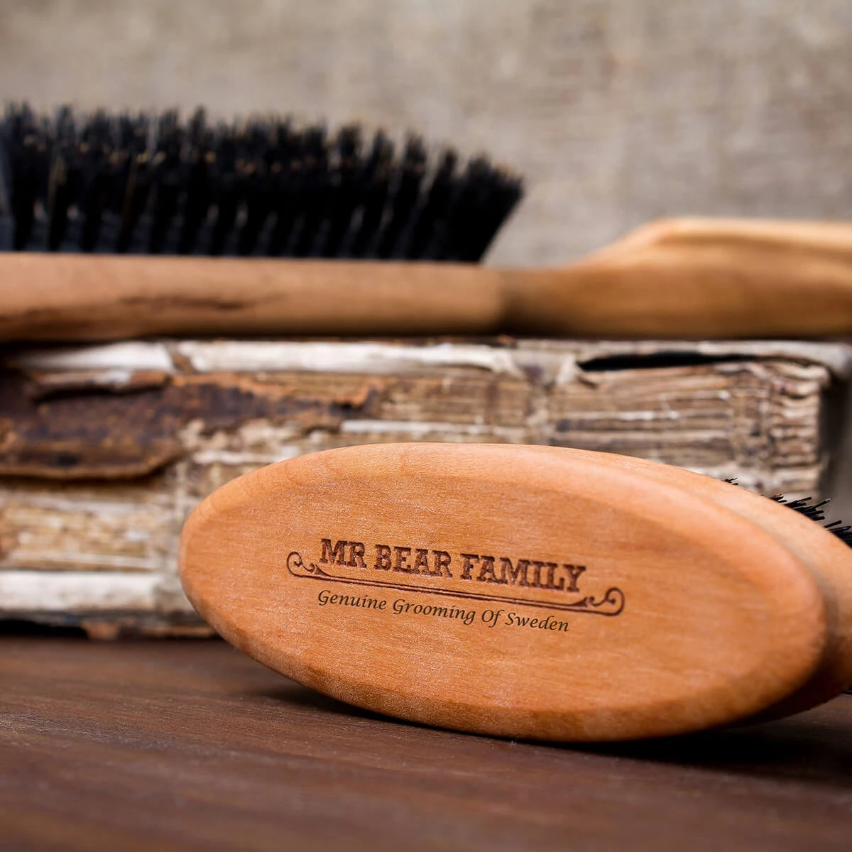 Travel size beard brush, Pear wood