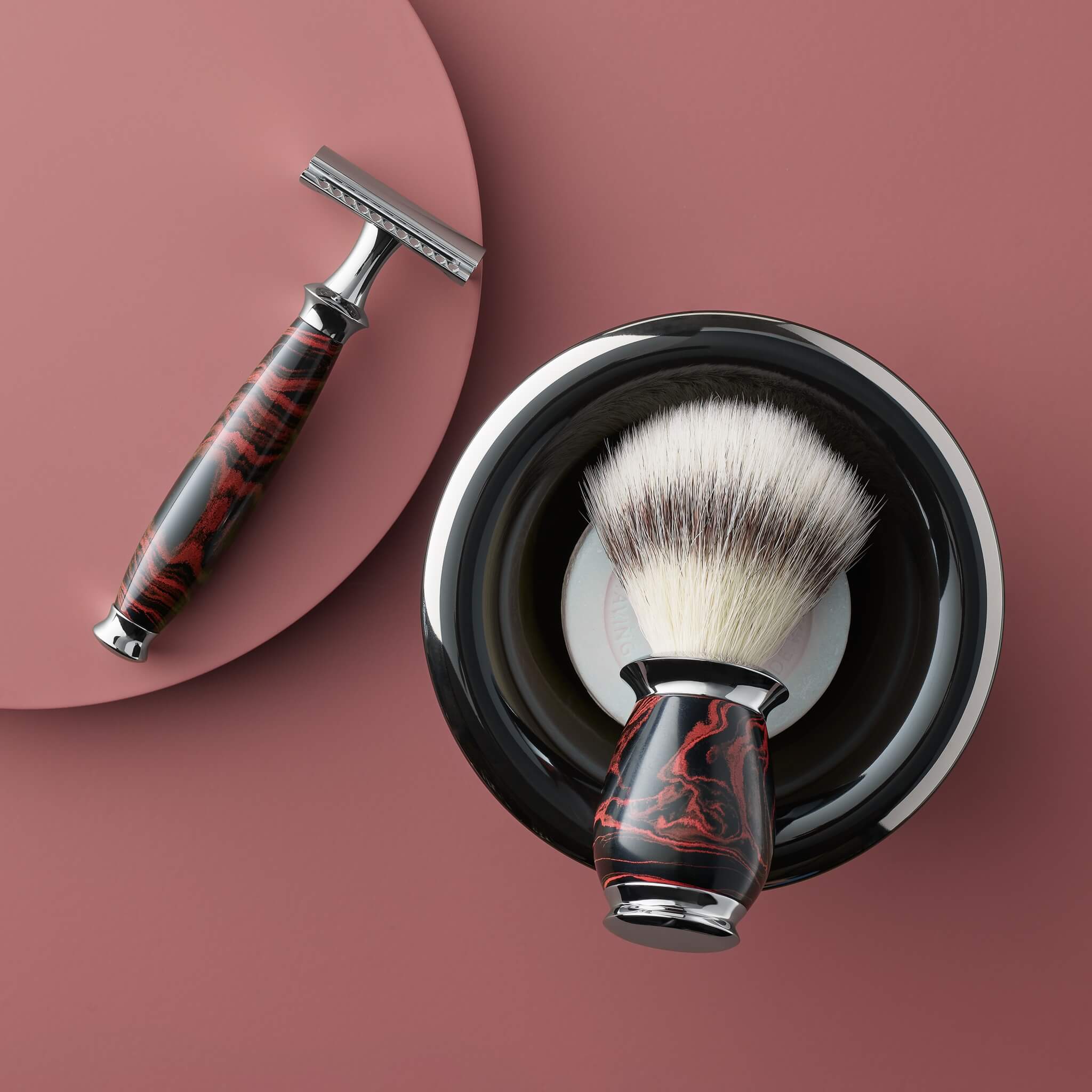 Shaving kit with DE razor, Silvertip Fibre® Shaving Brush and Holder, Purist, Ebonite