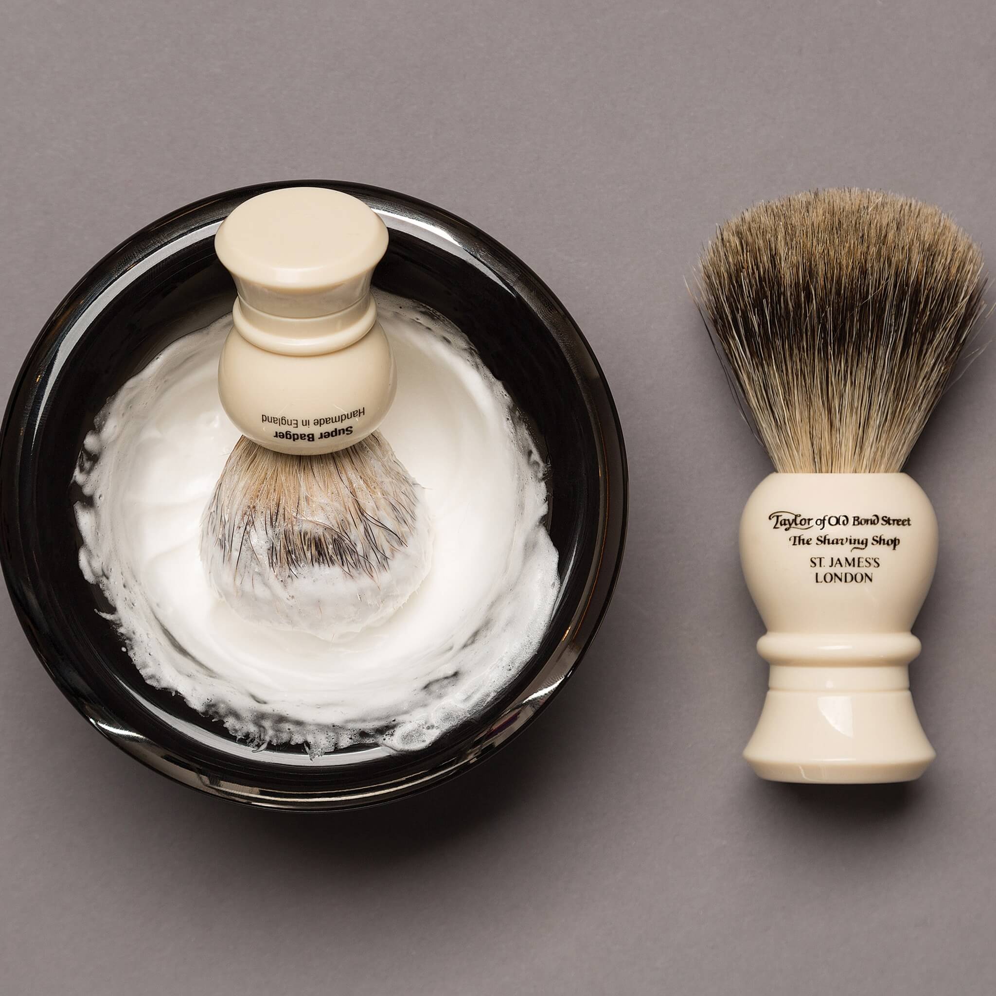 Shaving brush, Pure Badger, Traditional, S, Ivory