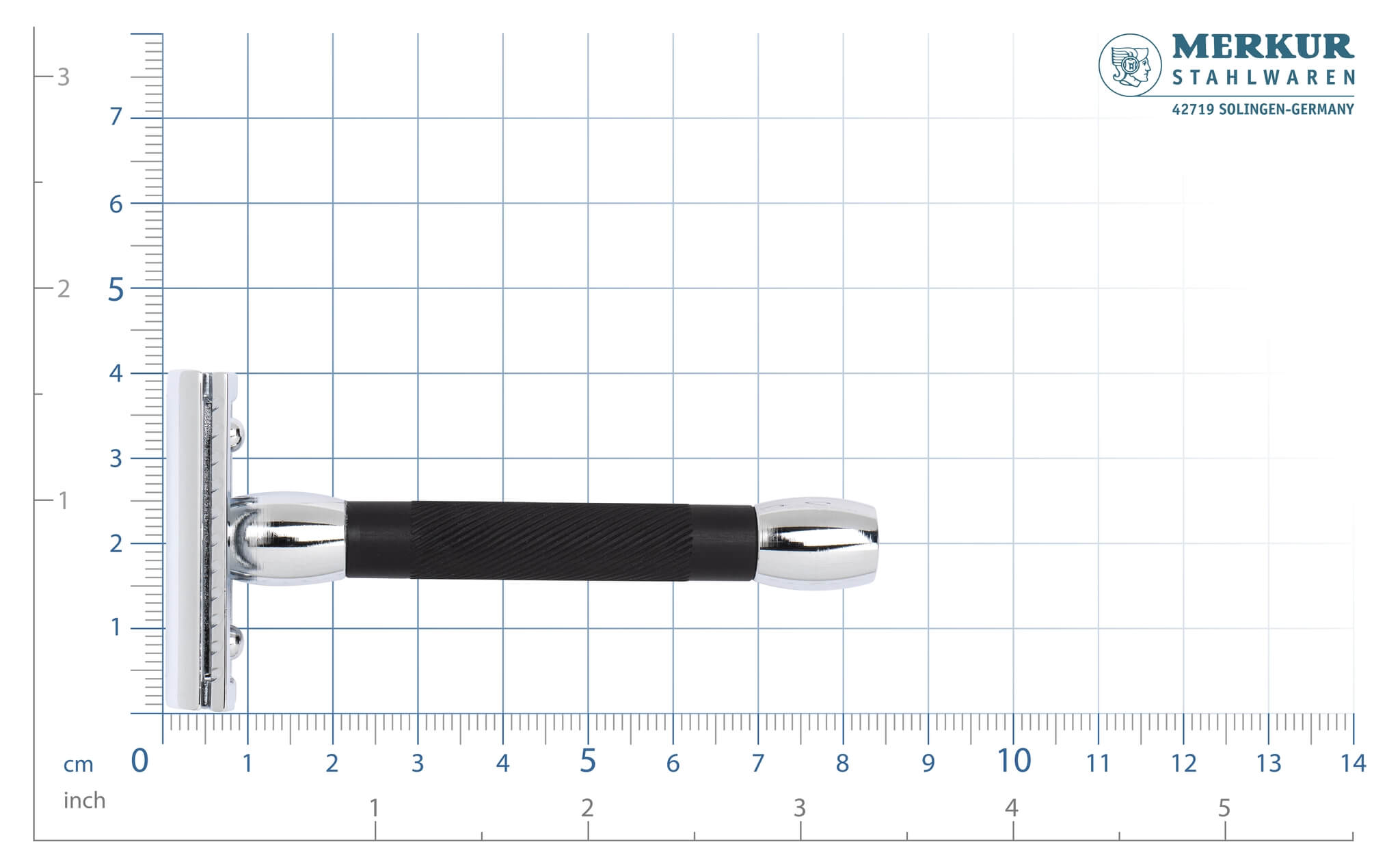 20C Safety Razor, Long, Black & Chrome
