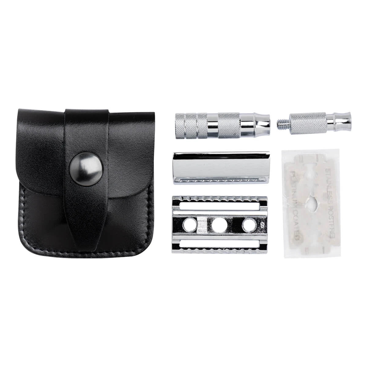 Travel scraper in leather case