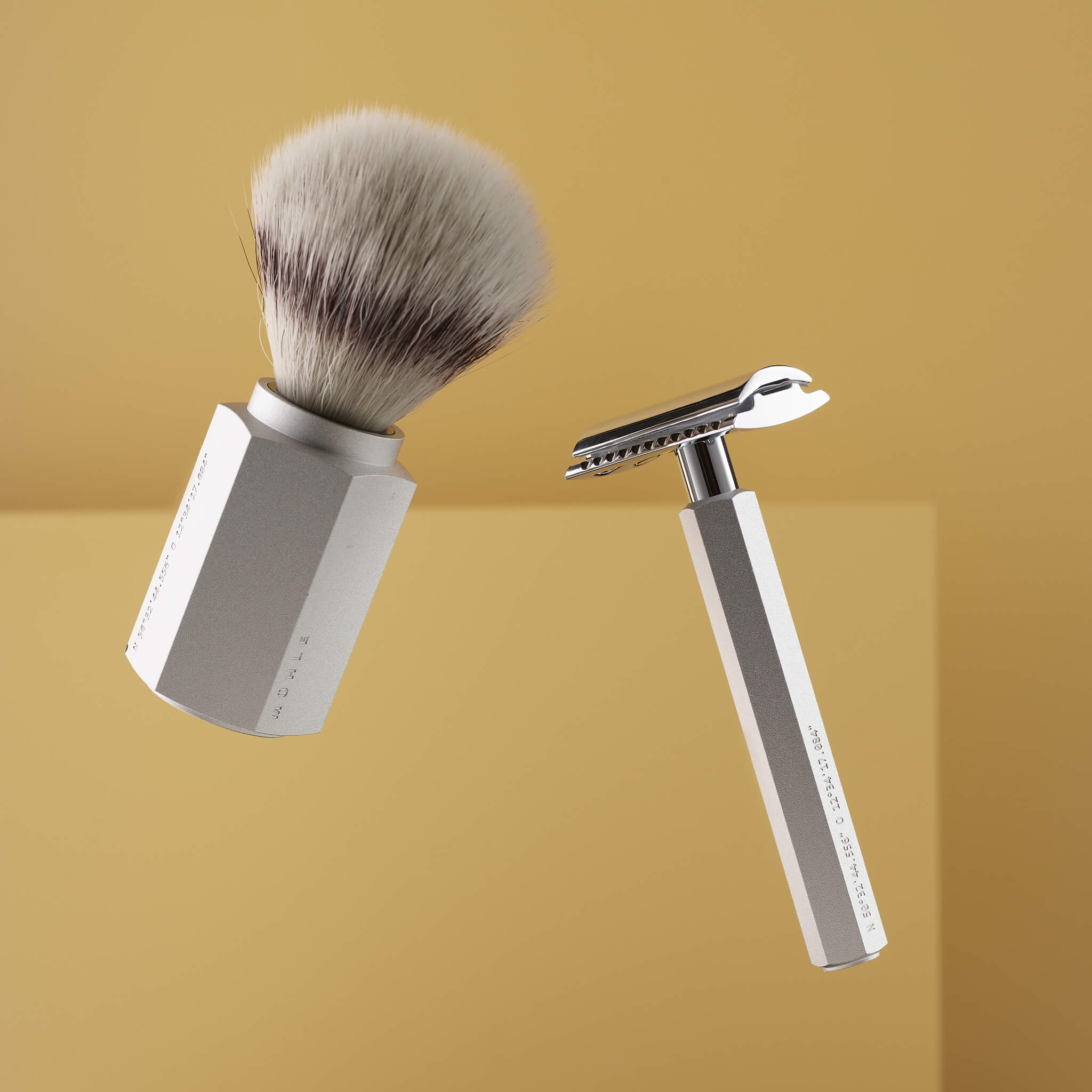 Mark Braun Silvertip Fibre® Shaving Brush, 21 mm, Hexagon, Silver Aluminum