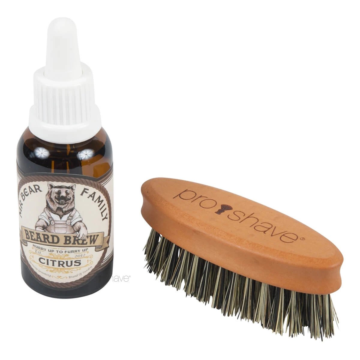 Beard set with Beard Brush (Fiber) and Mr. Bear Beard Oil (Citrus)