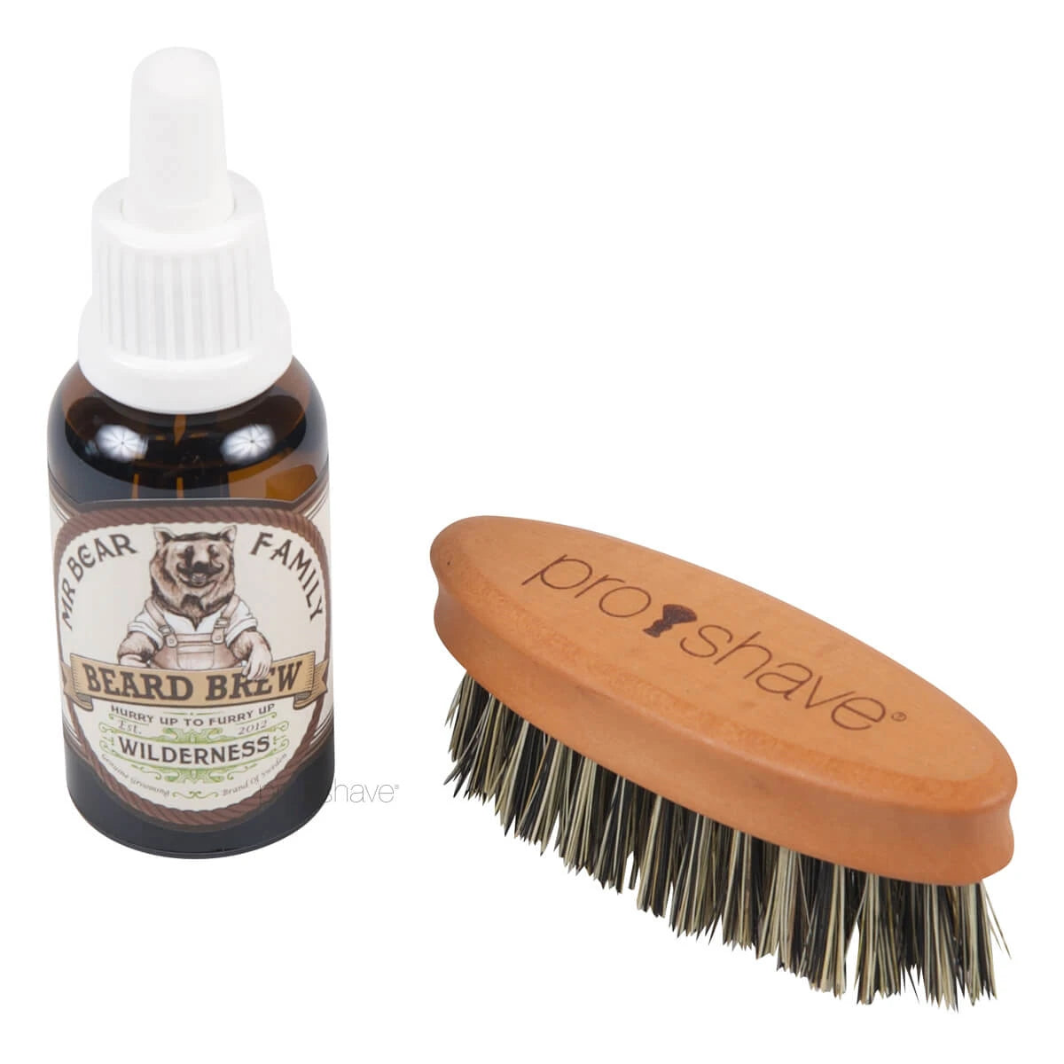 Beard set with Beard Brush (Fibre) and Mr. Bear Beard Oil (Wilderness)