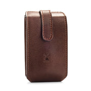 Travel case for Shaver and brush, Brown leather