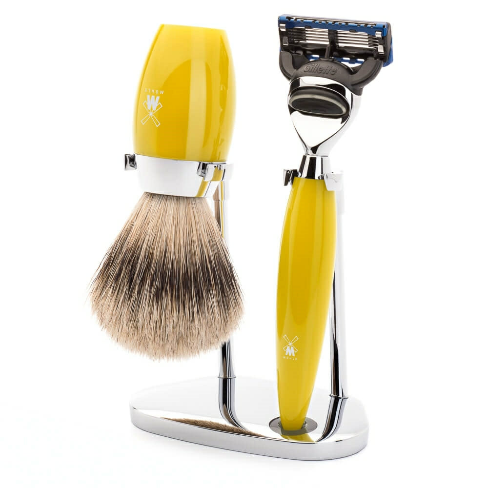 Shaving kit with Shaver, Shaving Brush and Holder, Kosmo, Citrus Resin